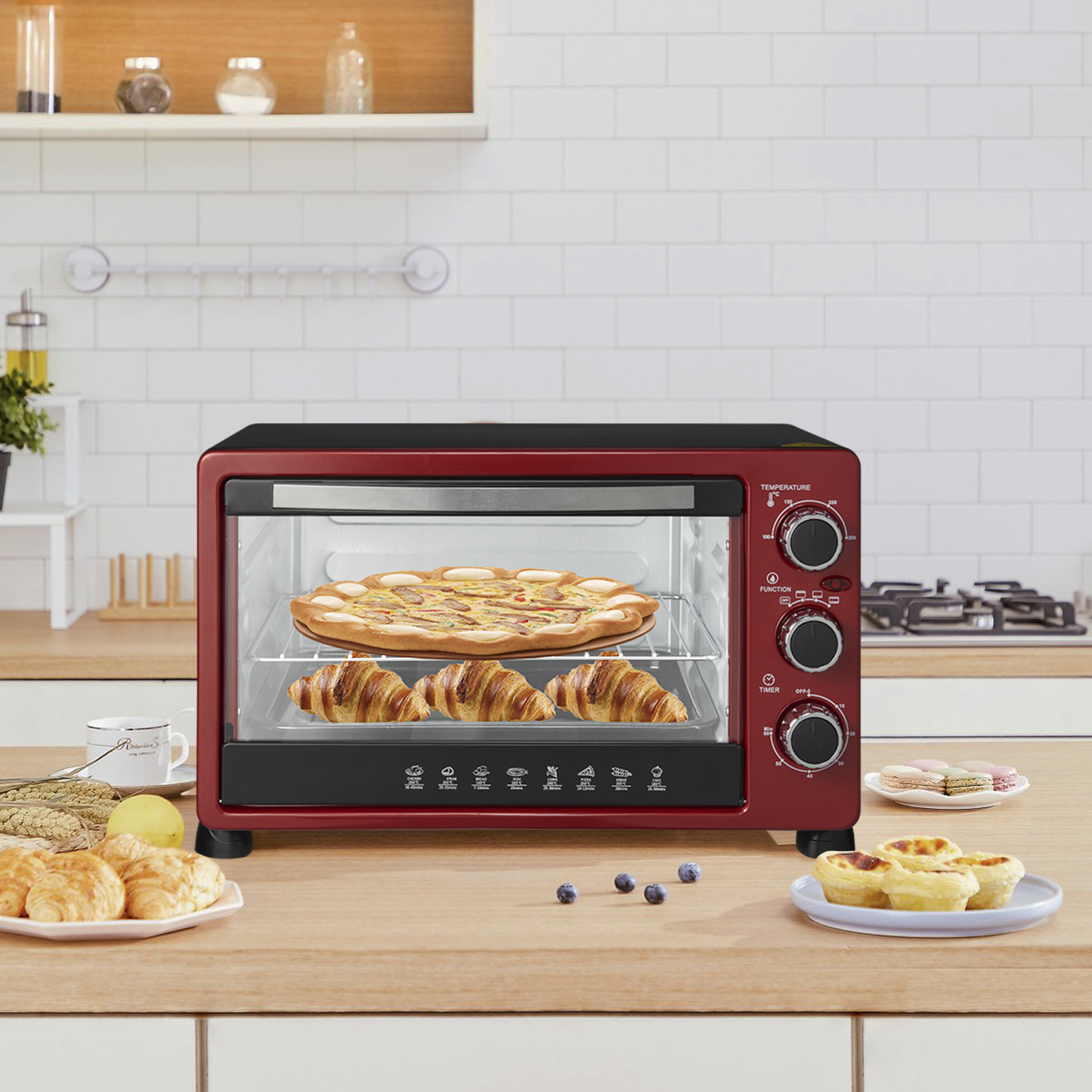 25L Mini Backofen Pizzaofen Toastofen Minibackofen Ofen Kleiner mit
