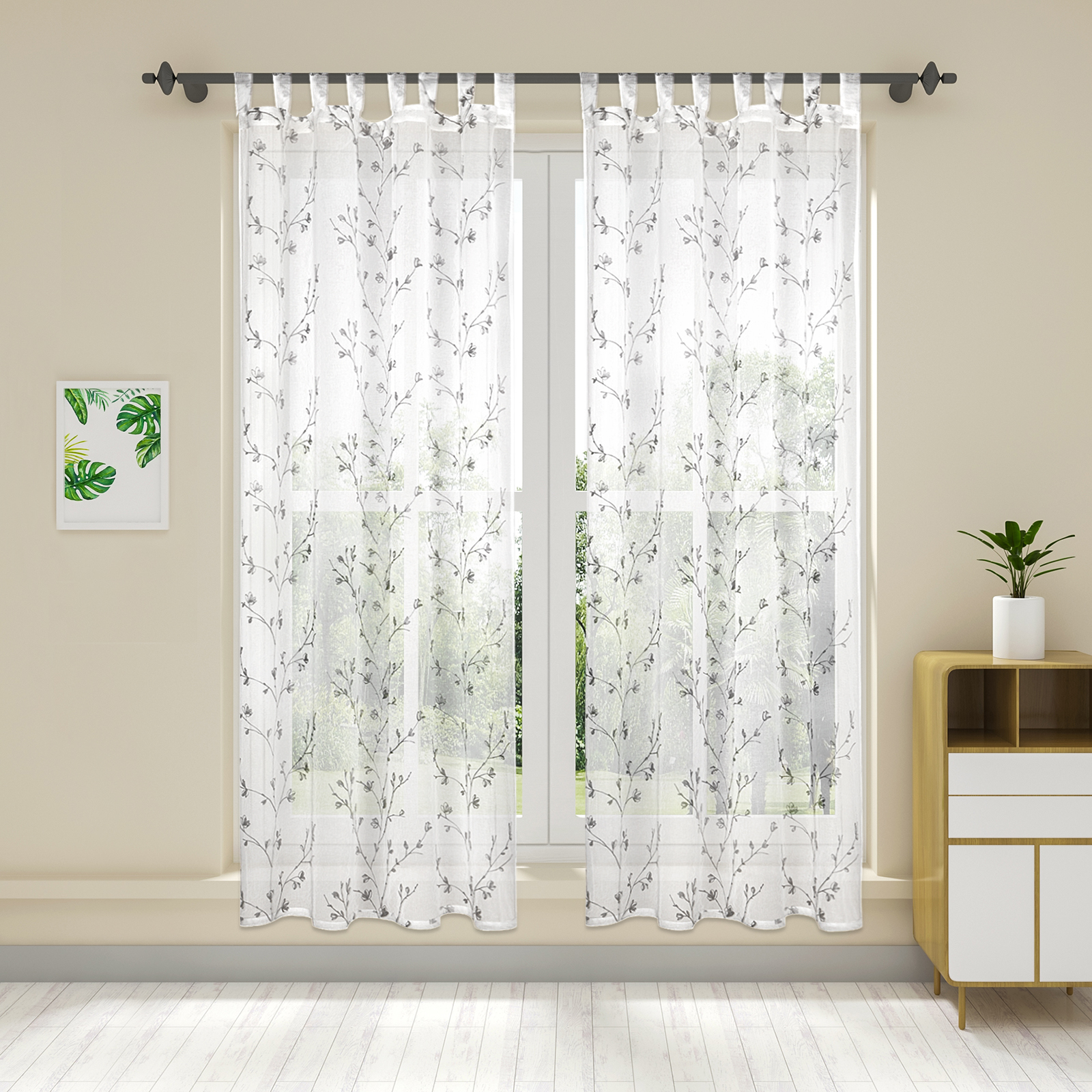 Gardinen Vorhänge Transparent Dekoschal mit Ösen Kräuselband Schlaufen