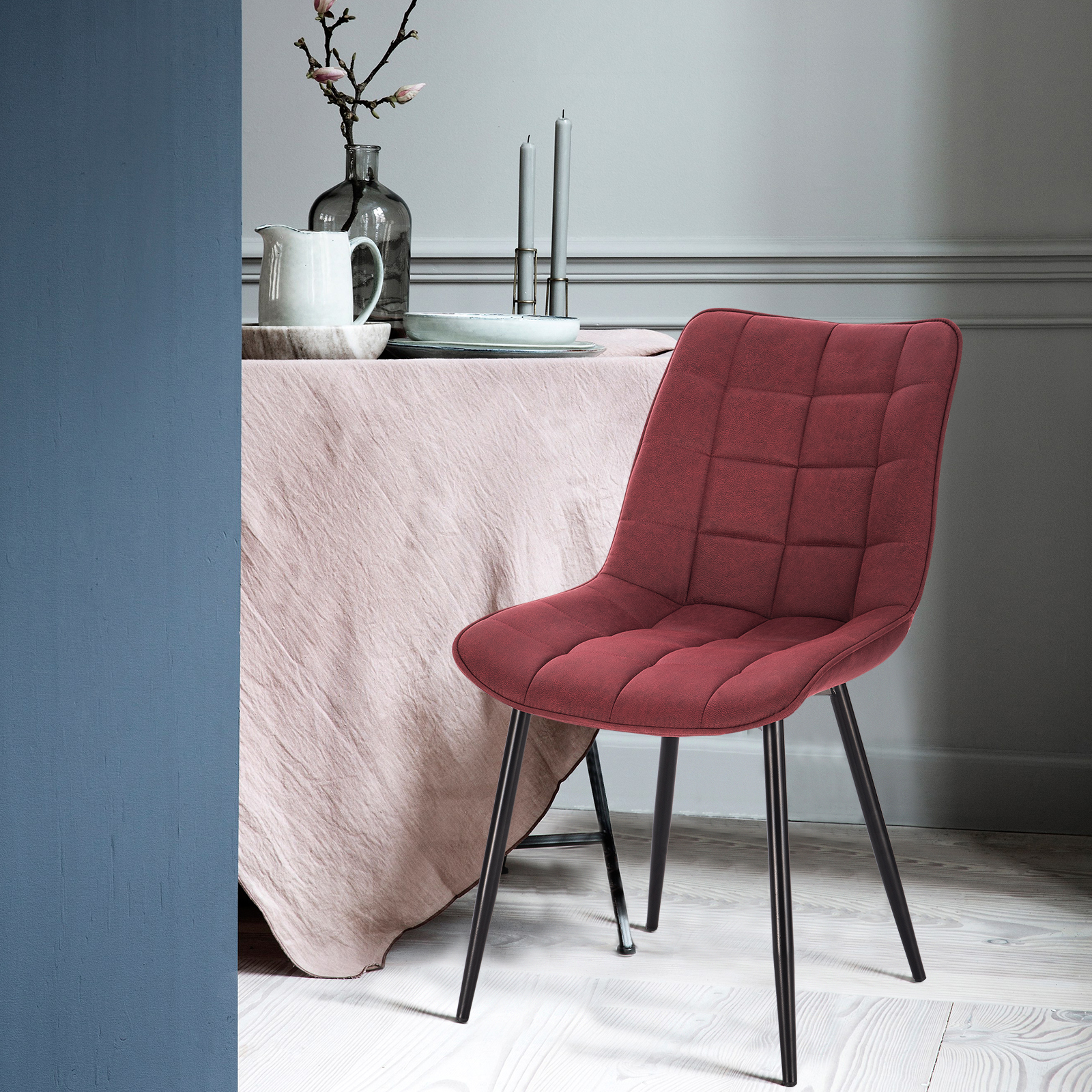 2/4/6er Esszimmerstühle Küchenstühle mit Rücklehne Stoffbezug