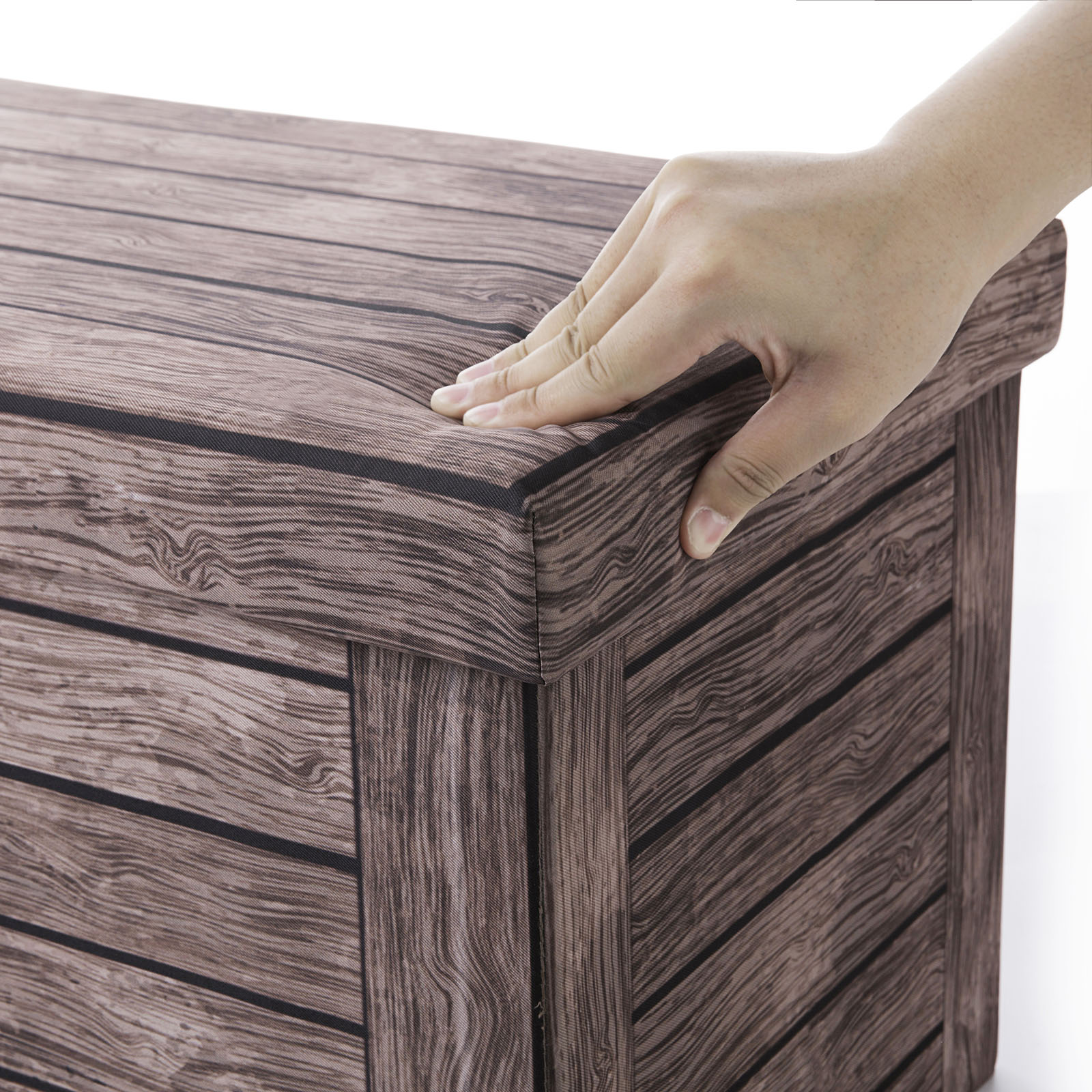 Sitzbank faltbarer Sitzhocker Dekohocker mit Stauraum Vintage Holzoptik