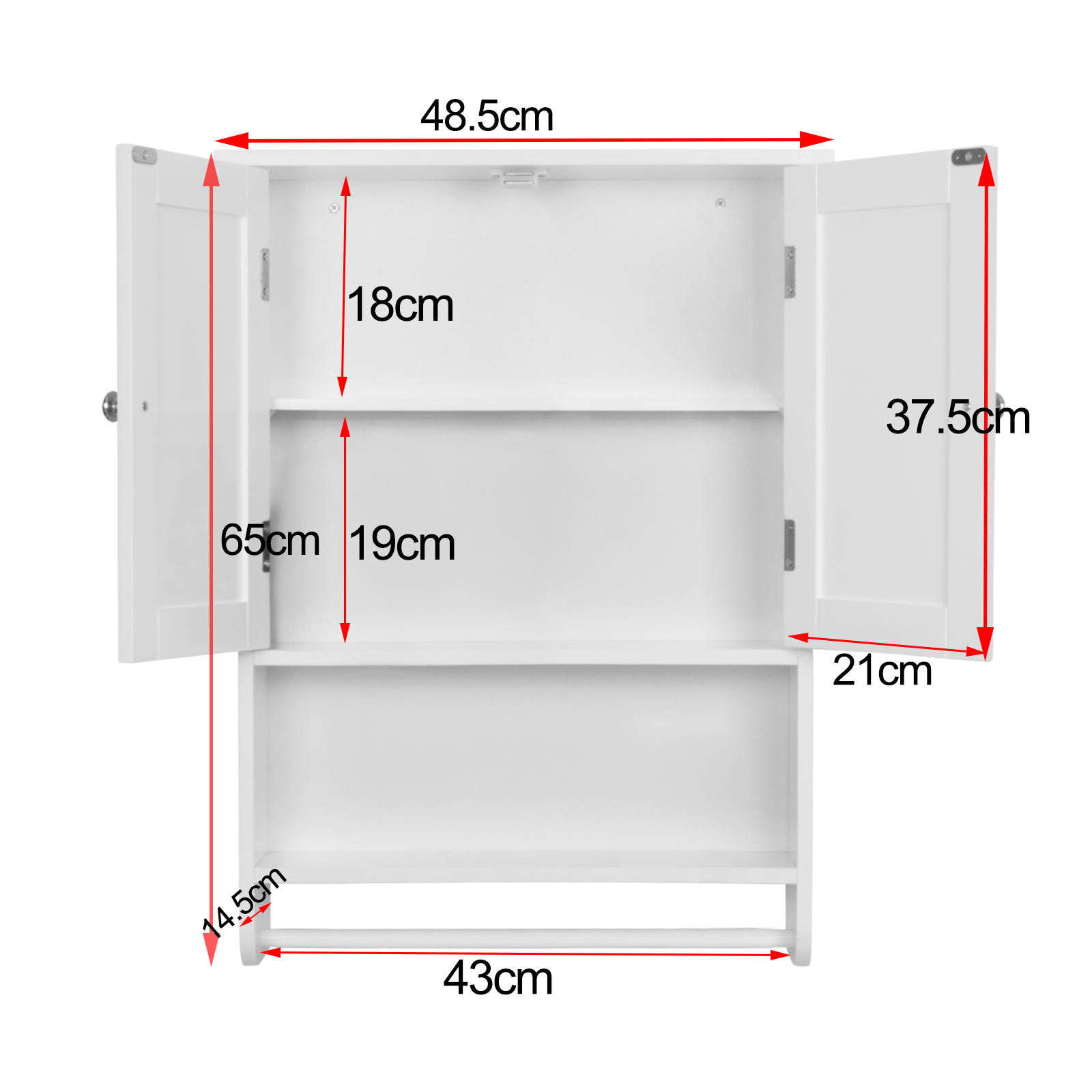 2-stöckiger Badezimmer-Wandschrank - Weißer PVC Aufbewahrungsschrank | Mit Jalousientüren & Wandmontage