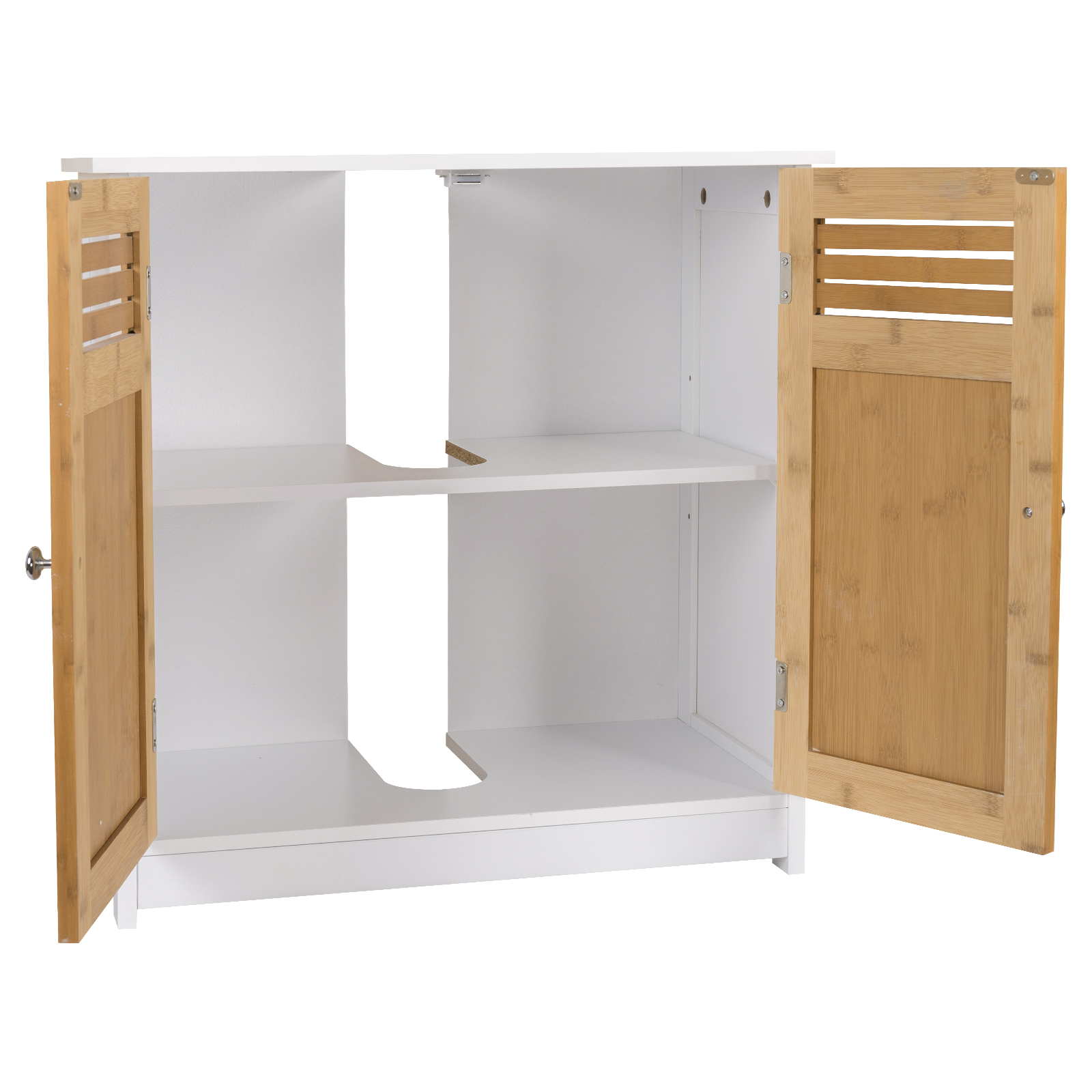 Waschdeckenunterschrank Badschrank Waschtisch Schrank MDF Bambus Weiß