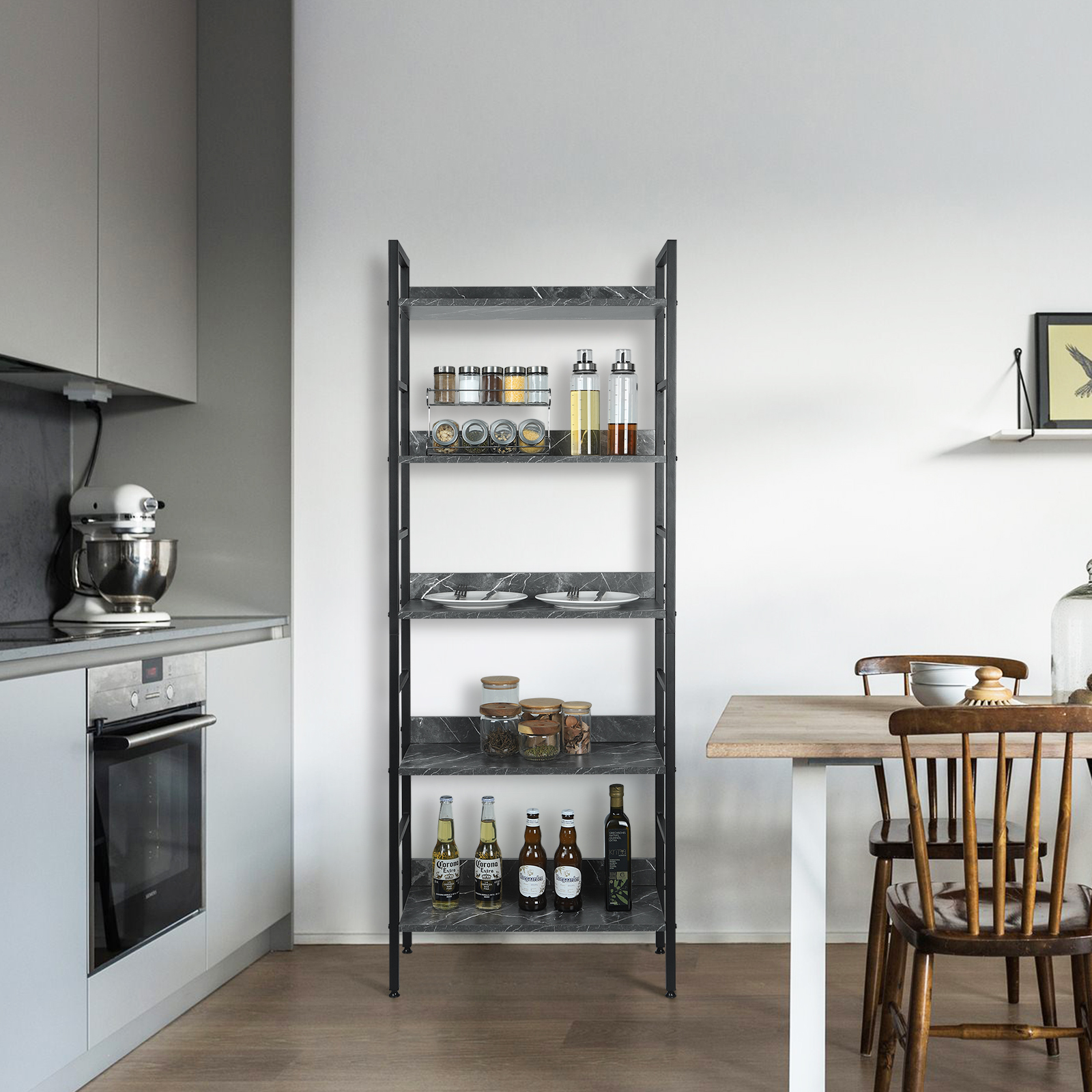 Standregal Bücherregal 5 Ablagen Küchenregal Lagerregal Leiterregal