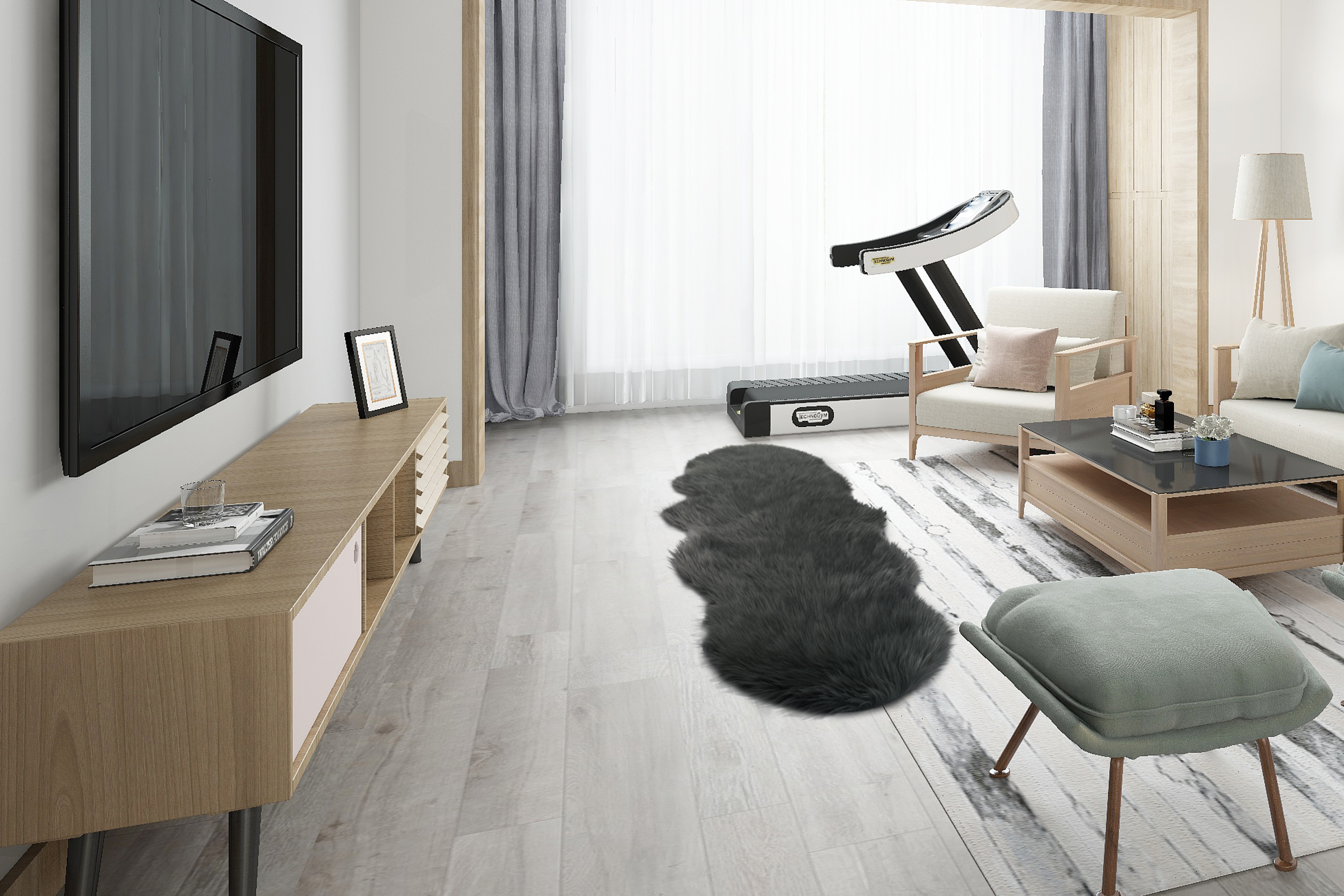 Faux Lammfell Schaffell Teppich Sofa Longhair Fell Optik 60x180 cm