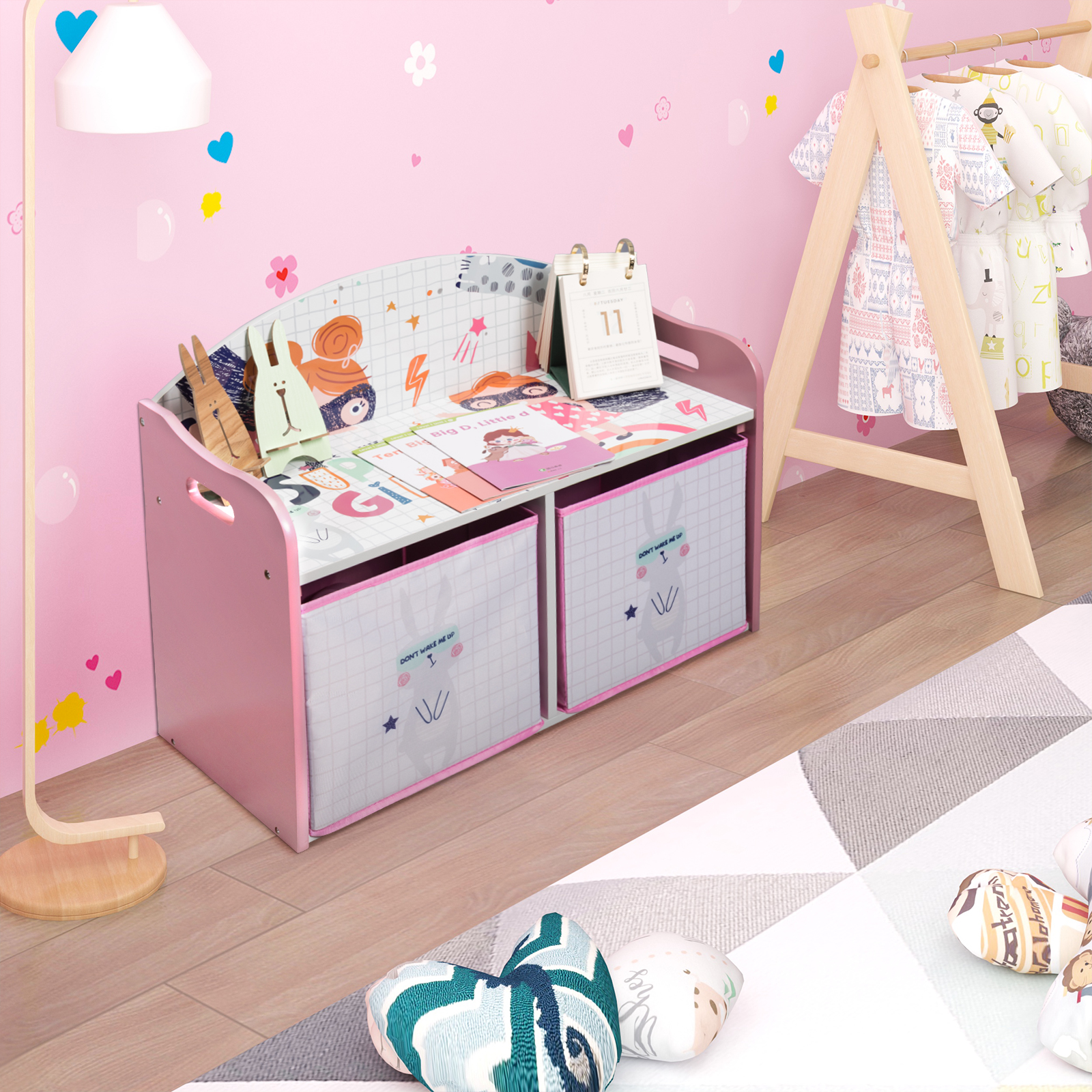 Kinderregal Bücherregal mit Aufbewahrungsregal Kinderzimmerregal