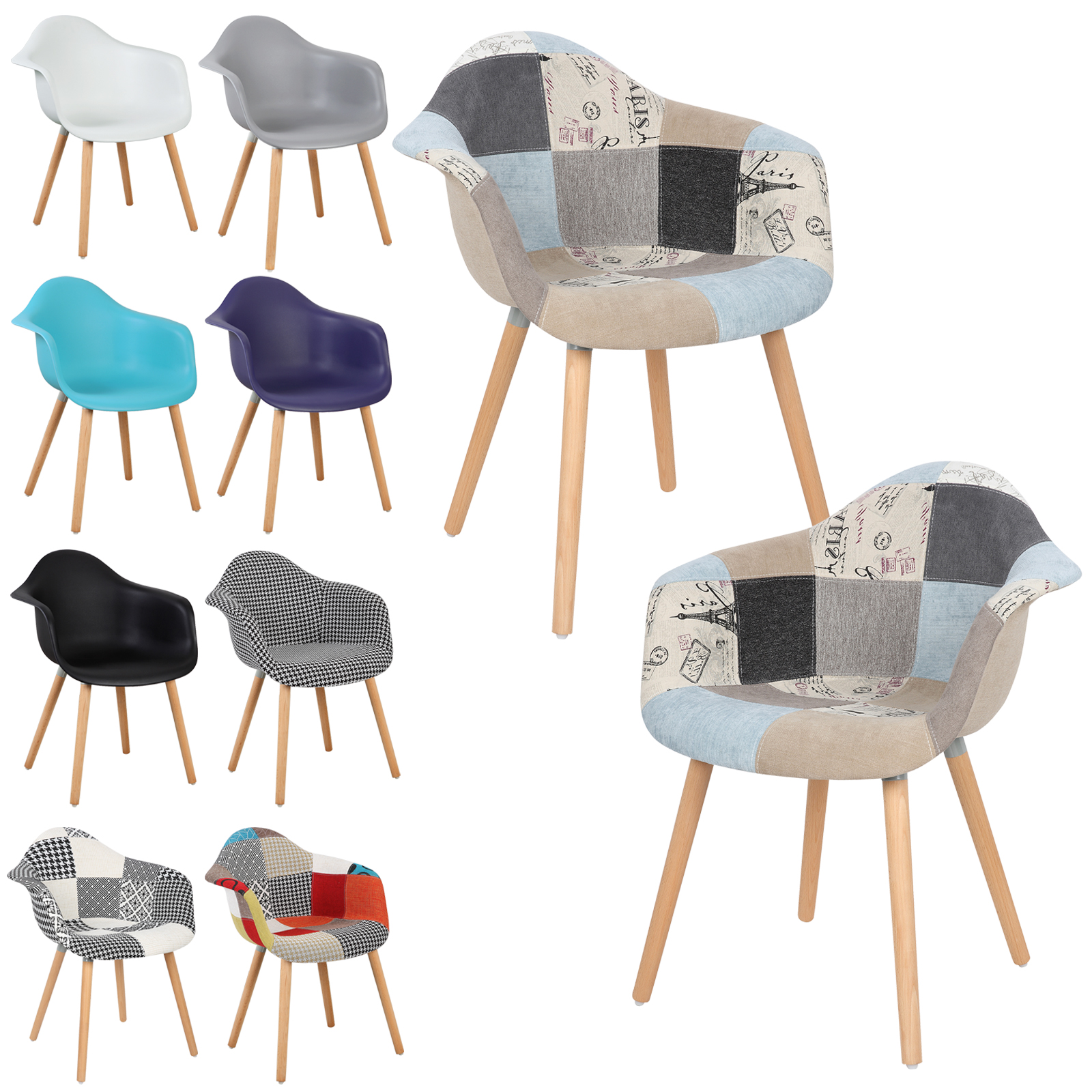 2x Esszimmerstuhl Küchenstuhl mit Arm-Rücklehne Wohnzimmerstuhl