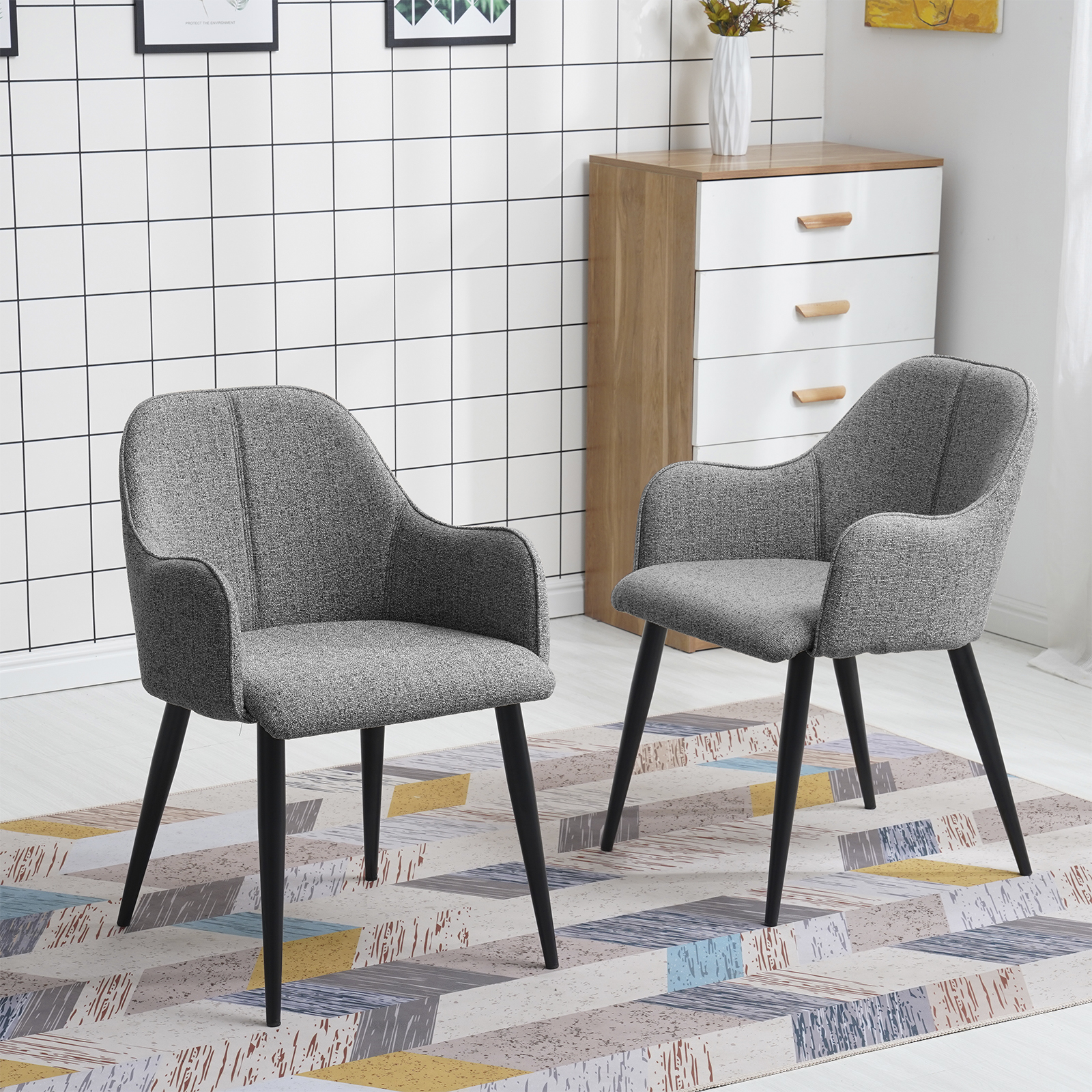 Esszimmerstuhl Wohnzimmerstuhl Küchenstuhl aus Leinen & Samt mit