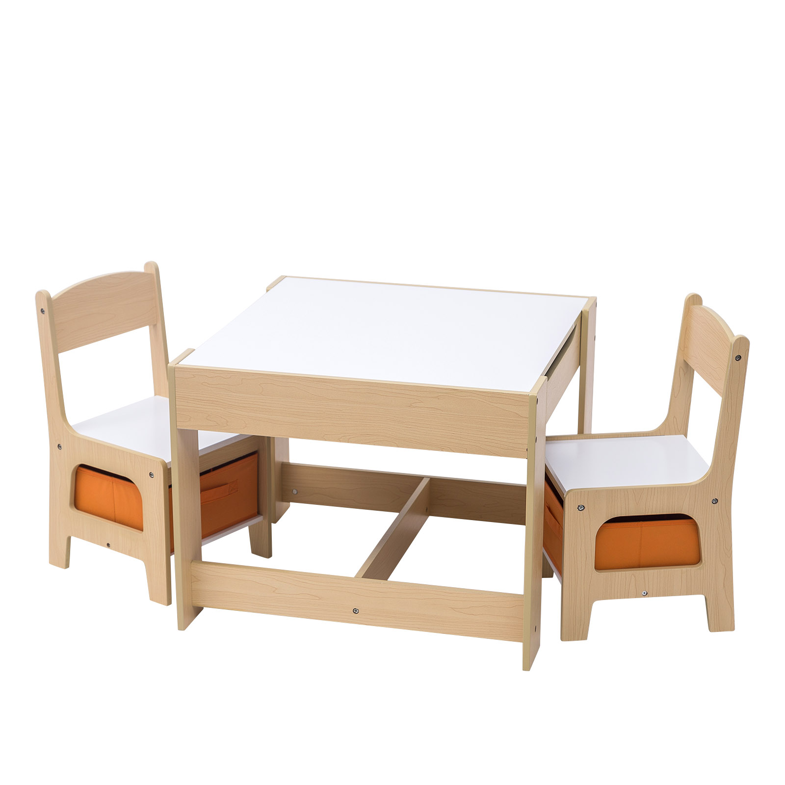 Kindertisch mit 2 Stühle Kindersitzgruppe mit Stauraum Kindermöbel Set