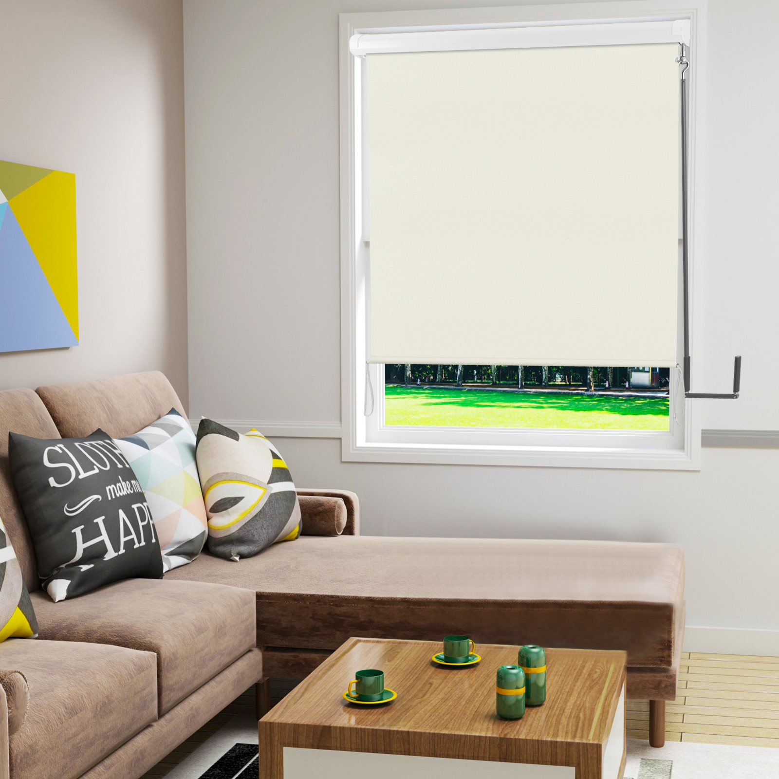 Senkrechtmarkise für Balkon mit grauer Markisenkassette